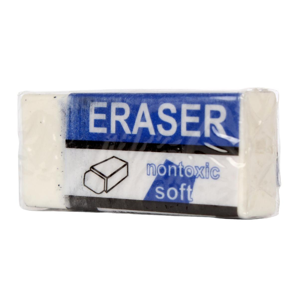 Ластик белый 4,1*1,7*0,9 см, в инд. уп. с шк