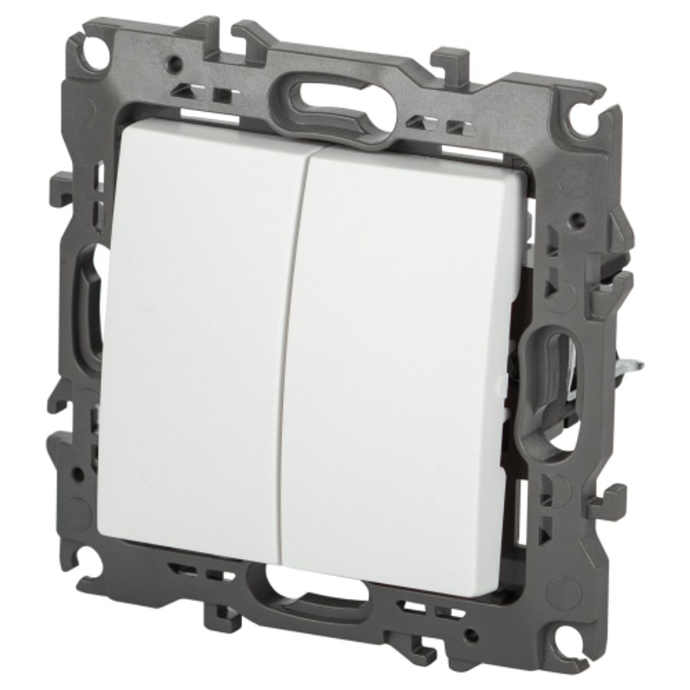 Переключатель ЭРА Серия 12 12-1106-01М двойной, 10АХ-250В, белый матовый