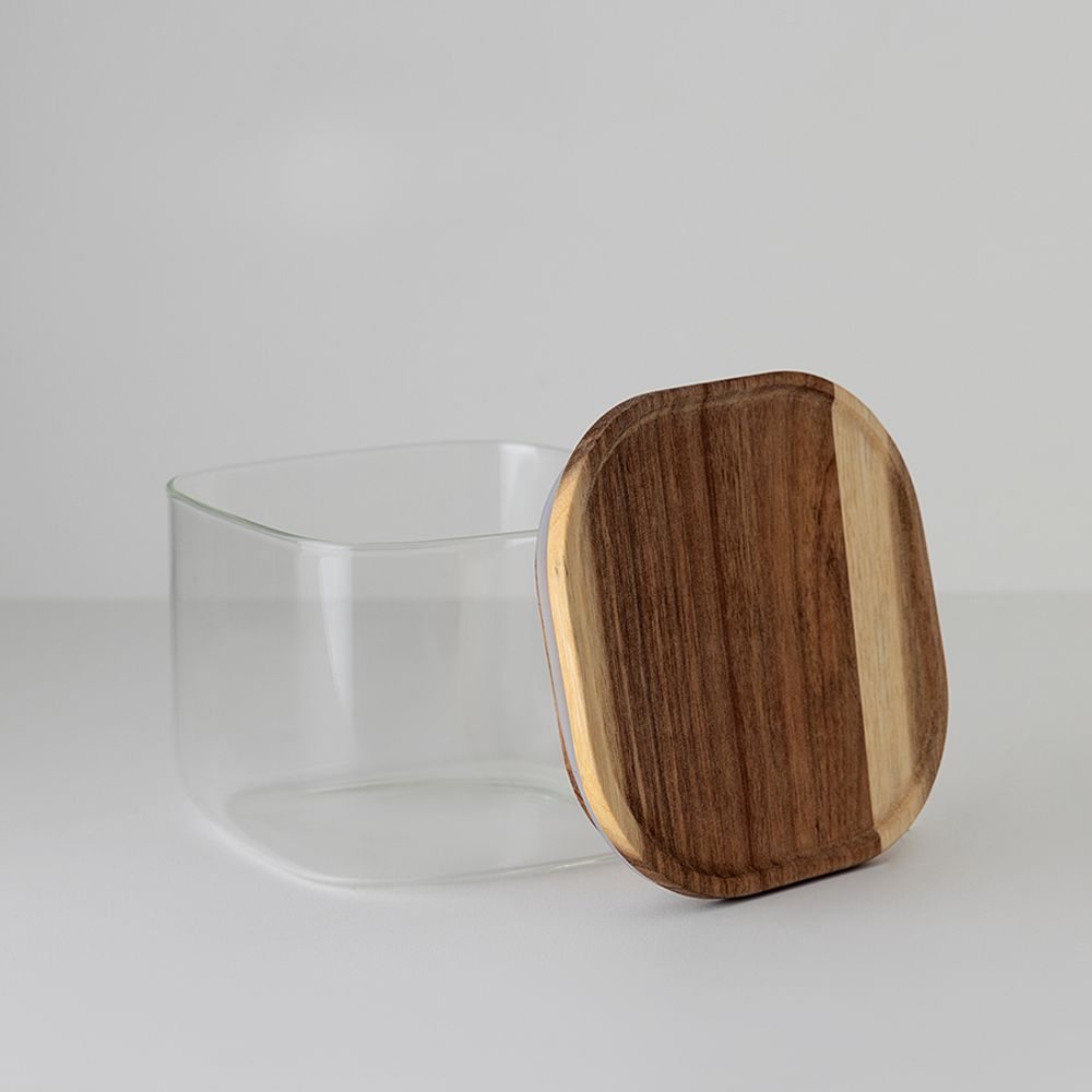 Банка для хранения квадратная Glass Acacia,1 л