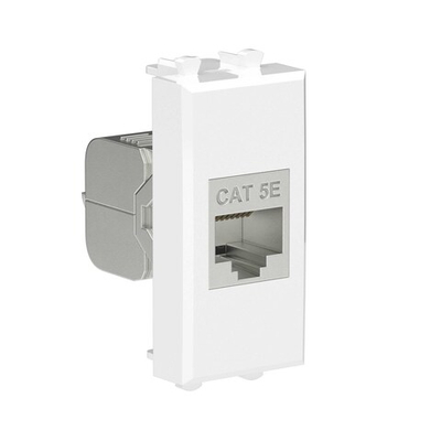 Компьютерная розетка RJ-45 без шторки модульная, кат.5е экранированная, "Avanti", "Белое облако", 1 модуль