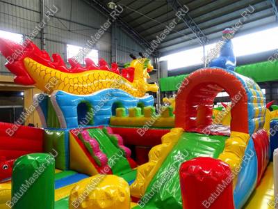Коммерческий надувной батут "Осьминоги и драконы" 20*8*8 м