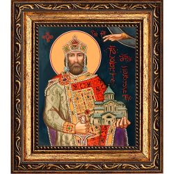 Давид IV Возобновитель (Строитель) Благоверный царь Иверии и Абхазии. Икона на холсте.