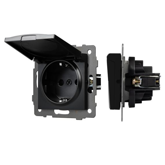 Механизм розетки влагозащищённый SCT-MCP-PL-BK-V (250V, 16A) Arlight 049835
