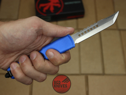 Нож Microtech Ultratech Helhound H/E - синяя рукоять, клинок сатин RK-378