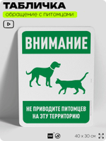 Табличка "Запрещено приводить питомцев на эту территорию" на дверь и забор, для двора, дома, подъезда, 40х30 см, Silver Plane x Айдентика Технолоджи