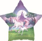 Воздушный шар (18''/46 см) Звезда, Сказочные единороги, 1 шт.