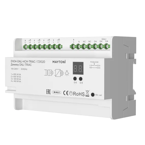 Диммер DALI DT6 четырёхканальный TRIAC 230В DIN 800Вт Lighting control 721020