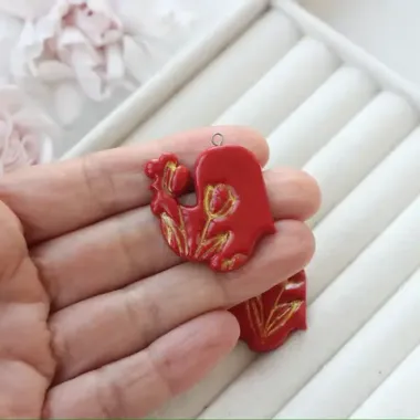 Подвеска Петушок, полимерная глина с оттиском, 32*30 мм, S008