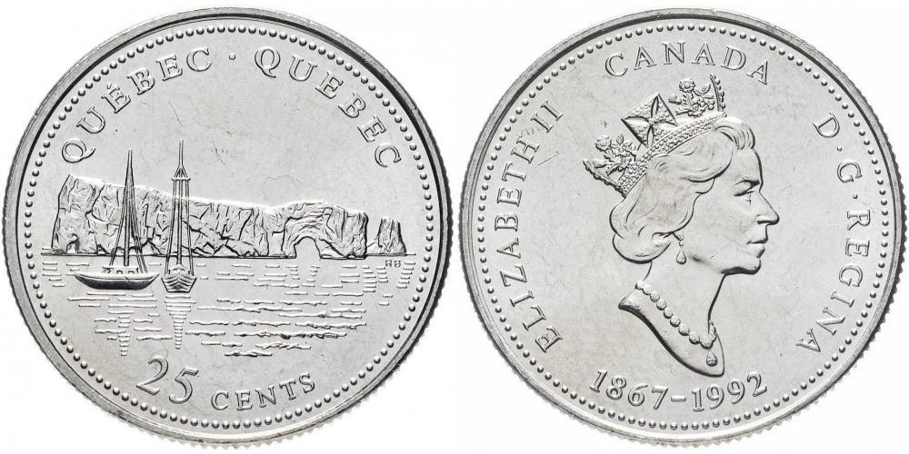 Канада 25 центов, 1992 Квебек