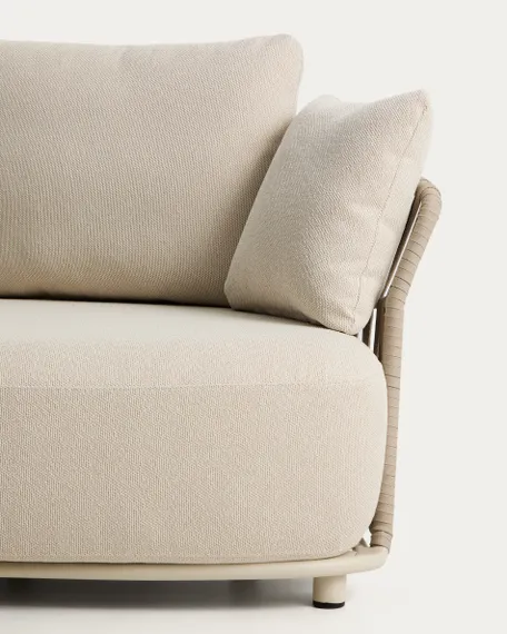 Изогнутый модуль уличного дивана Osani из алюминия экрю и веревки цвета таупе 167 см