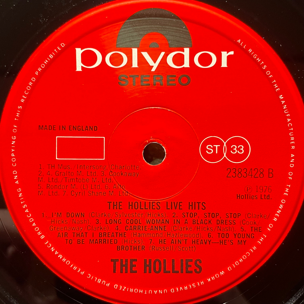 The Hollies- Hollies Live Hits (Англия 1976г.)