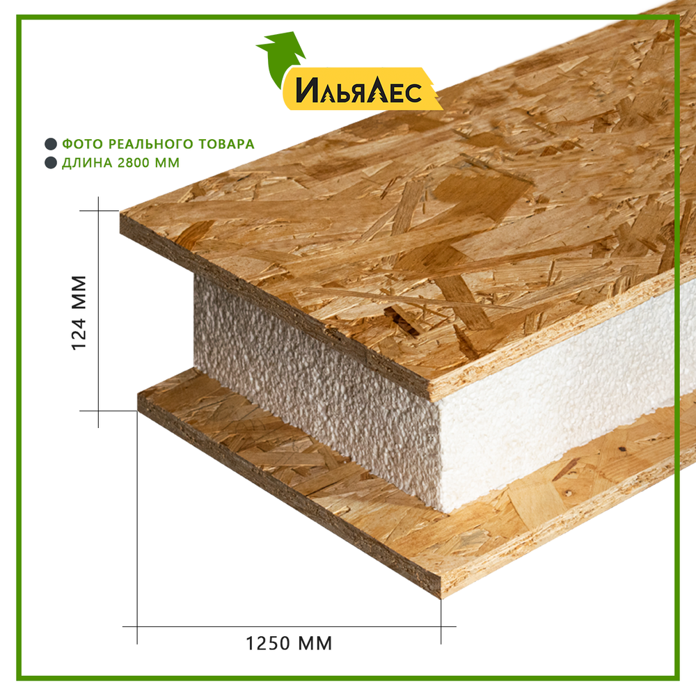 SIP панель OSB-3 124х1250х2800 мм.