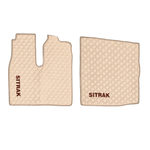 Ковры Sitrak C7H (экокожа, бежевый, бежевый кант, коричневая вышивка)