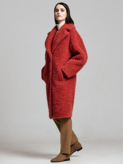 Шуба женская чебурашка на зиму, красная, SilverFox