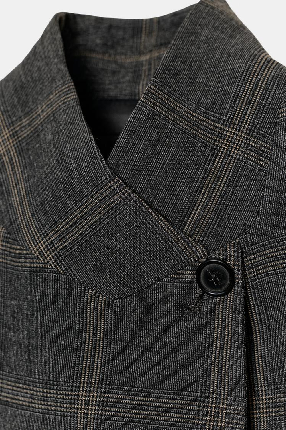 ZARA БЛЕЙЗЕР В КЛЕТКУ — ZW COLLECTION LIMITED EDITION, СЕРЫЙ МЕЛАНЖ