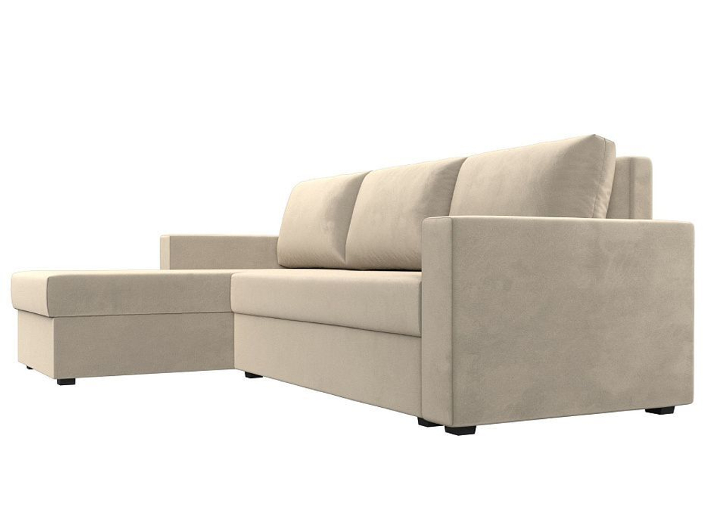 Диван угловой Траумберг Лайт левый угол, Бежевый, Микровельвет, 117130L