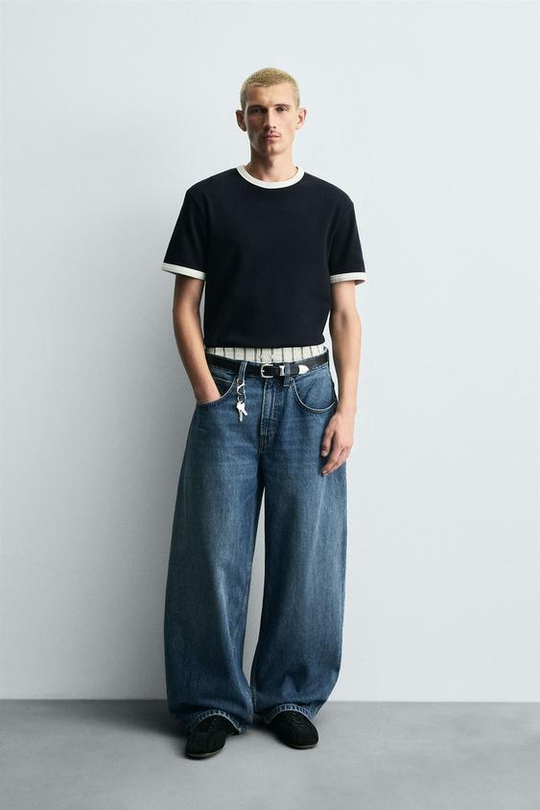 ZARA ДЖИНСЫ BALLOON FIT, СИНИЙ