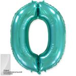 Шар (40''/102 см) Цифра, 0, Тиффани, 1 шт. в упак.