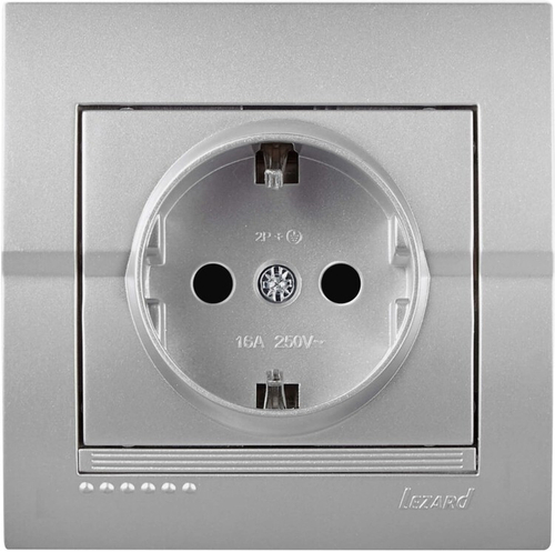 DERIY 702 2828 122 Розетка с/з. серебристый металлик керамика