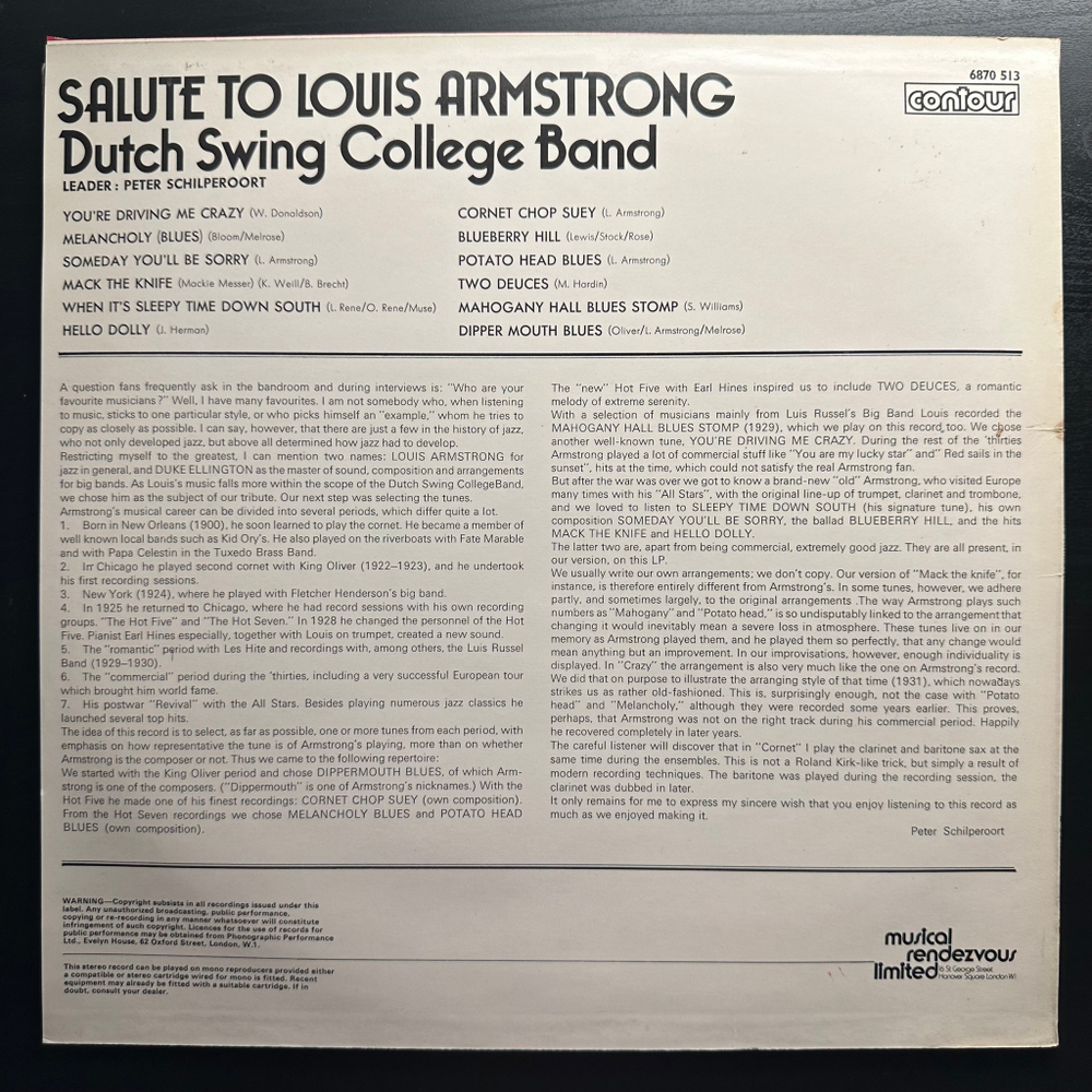Dutch Swing College Band ‎– Salute To Louis Armstrong (Англия)