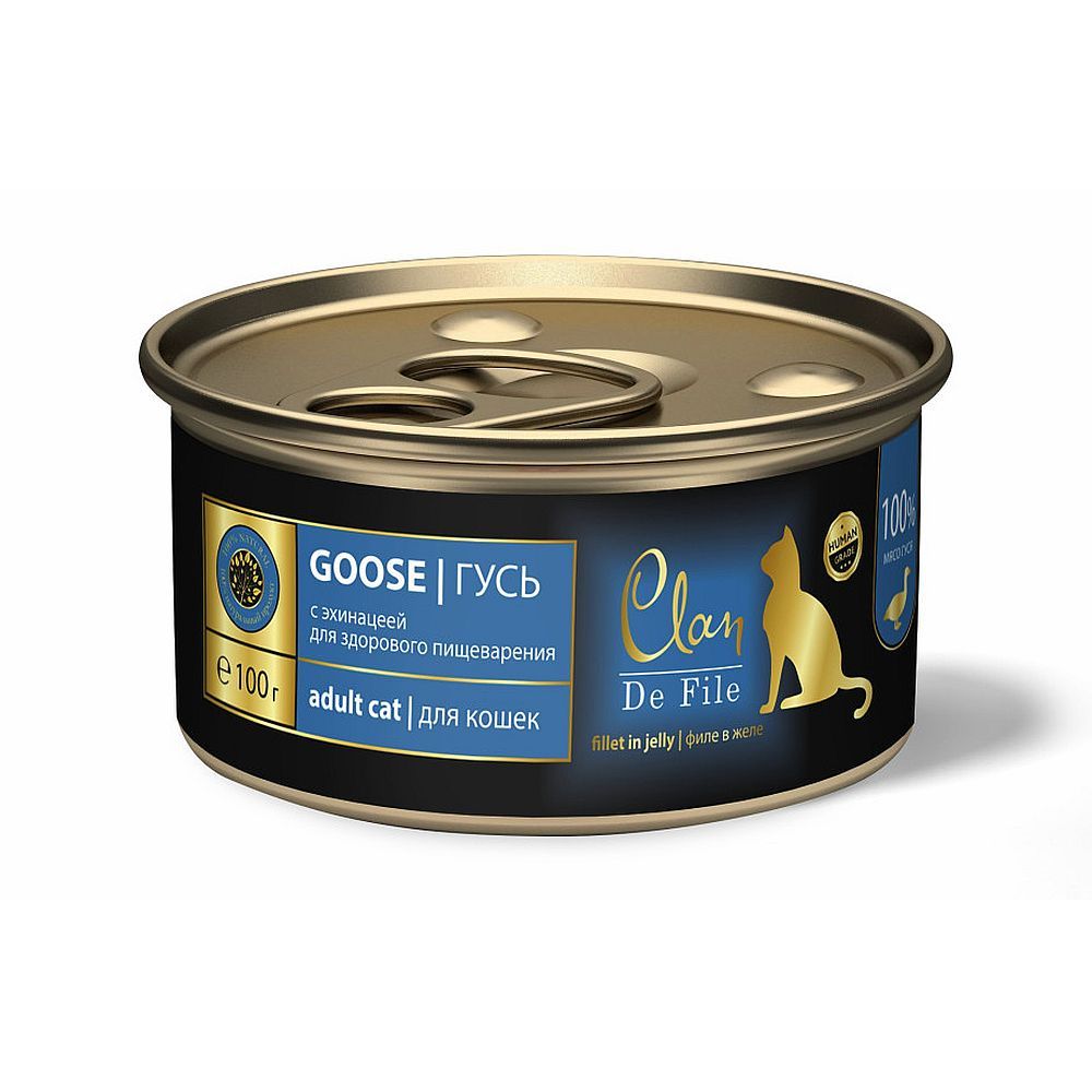 Влажный корм для кошек CLAN De Филе гуся в желе, банка 100 г
