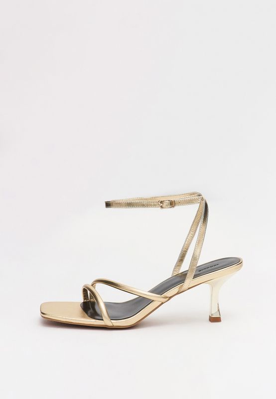 Босоножки из натуральной кожи с квадратным мысом, золотой