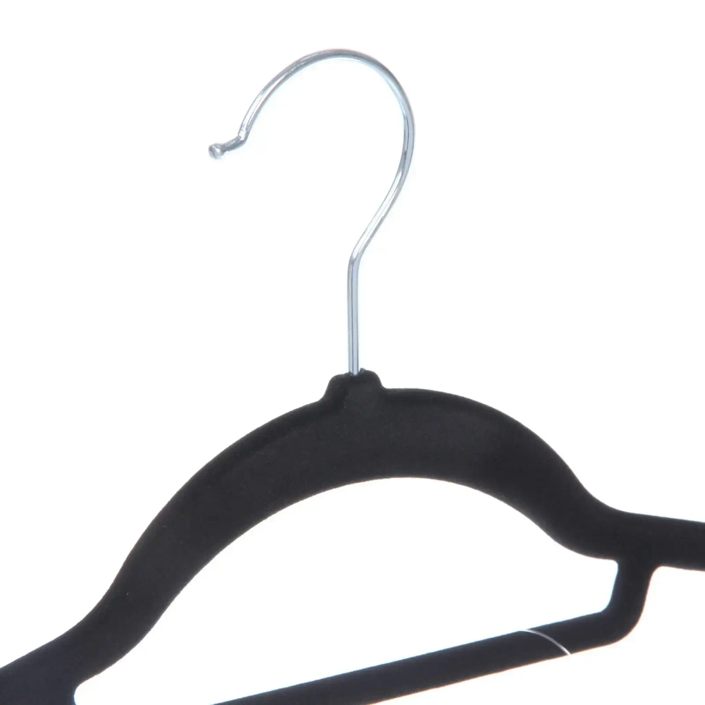 Плечики нескользящие с бархатным покрытием 5шт «ИДЕЯДОМА», цвет чёрный, 44*22см (Селфи)✦