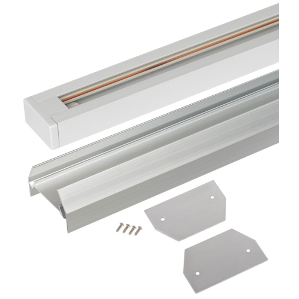 Комплект ЭРА TR-SET-200-1PT-PC WH шинопровод однофазный с профилем для натяжного потолка 2м белый | Однофазный шинопровод и аксессуары