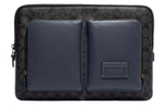 COACH Coated Canvas Briefcase Laptop Bag Large Men"s Charcoal With Denim Color