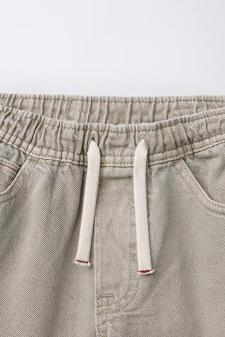 ZARA БРЮКИ BAGGY ИЗ САРЖИ, КАМЕННО-СЕРЫЙ