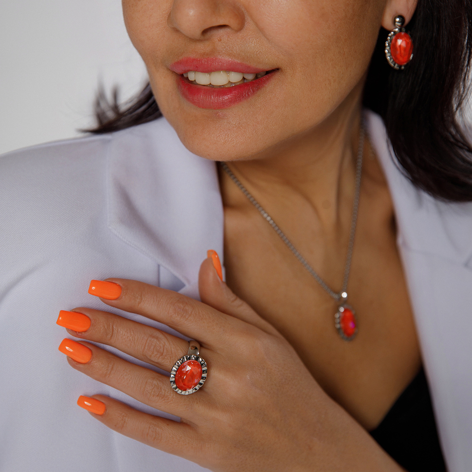 Колье Qudo TIVOLA UNICA big (S/P) Crystal orange ignite 3 cm 420713