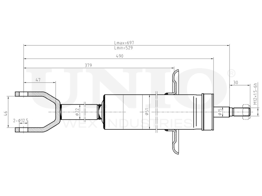 Амортизатор газовый передней подвески UNIO SAB-10522