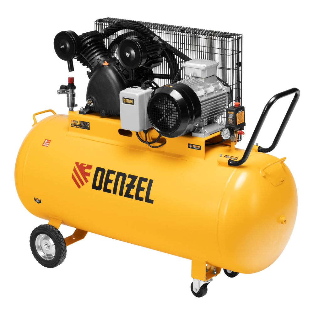 Компрессор поршневой ременной BCV 5500-T/270. 5.5 кВт. 270 литров. 850 л/мин Denzel