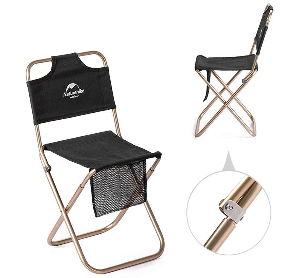 Стул складной Naturehike Yamami L03 со спинкой, черный (NH18M001-Z)