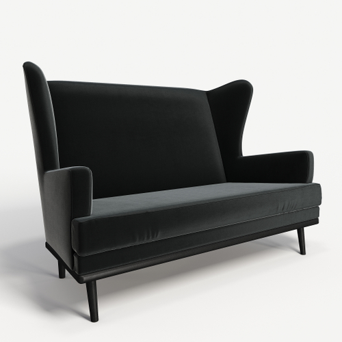 Диван с ушами на высоких ножках Фантазёр Z-16 (Черный) для гостиной, кафе, ресторана, салона красоты и прихожей.