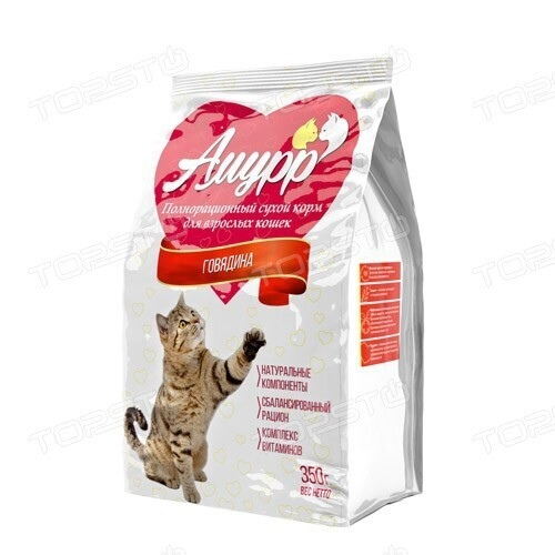 Сухой корм Амурр для взрослых кошек, говядина, 350 г