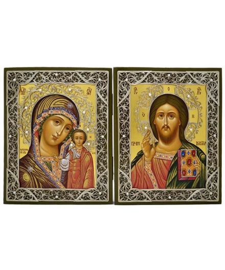 Рукописные иконы: Казанская Божия Матерь и Спаситель. Иконы для благословения молодых.