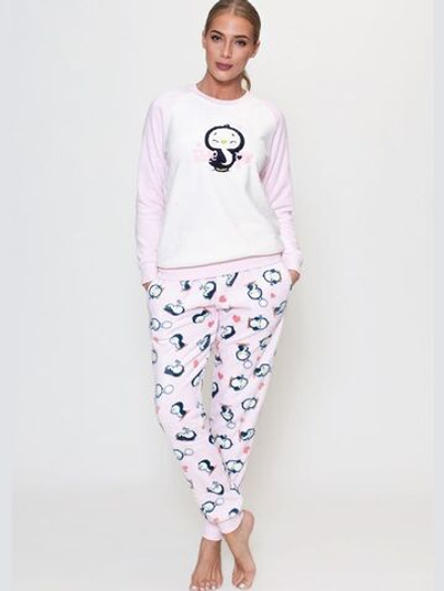 Элегантная пижама с брюками (Размер: S) (Цвет: белый с розовым)