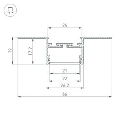 Профиль PLS-LOCK-H19-T-HIDE-2000 (Arlight, Алюминий) 033693