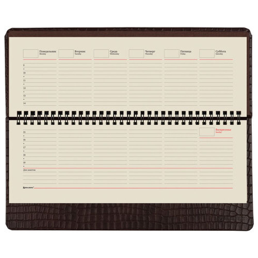 Планинг настольный недатированный (305x140 мм) BRAUBERG "Alligator", кожзам, 60 л., темно-коричневый, 25880, 125880