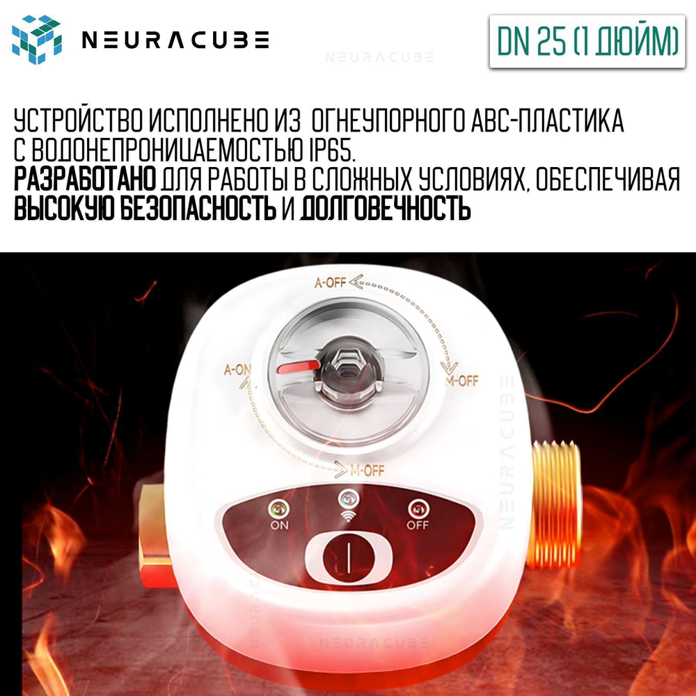 Умный WiFi шаровый кран с электроприводом DN25 (1" дюйм) USB5V + ручное управление (Работает с eWelink, Алиса)