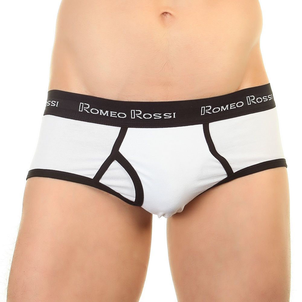 Мужские трусы брифы белые с черной окантовкой Romeo Rossi RR366-101