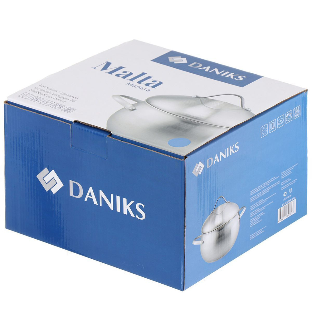 Кастрюля нерж, 2.9 л, с крыш, Daniks, Мальта, GS-01345KS-18CA, индукц
