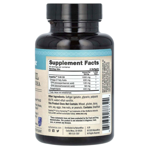 NatureWise, масло криля, омега-3 ЭПК и ДГК, 120 мягких таблеток