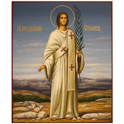 Стефан Первомученик, апостол от 70-ти. Рукописная икона на липовой доске.