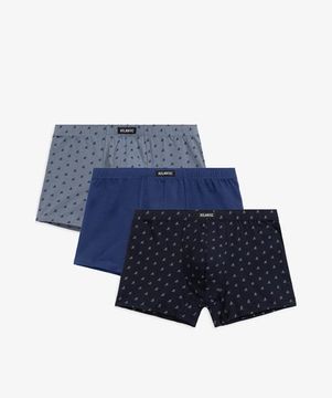 Трусы мужские боксеры (3шт), Atlantic 3MH-198, темно-синий + голубой + серый