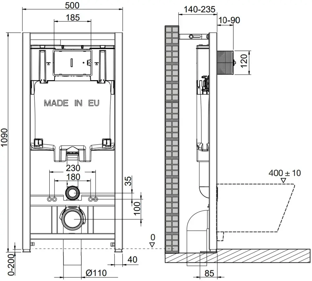 Инсталляция механическая OLI 80 ECO Block Sanitarblock mechanic (0500*1150*0080)