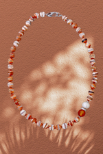 Бусы авторские - агат, сердолик, жемчуг пресноводный, стразы