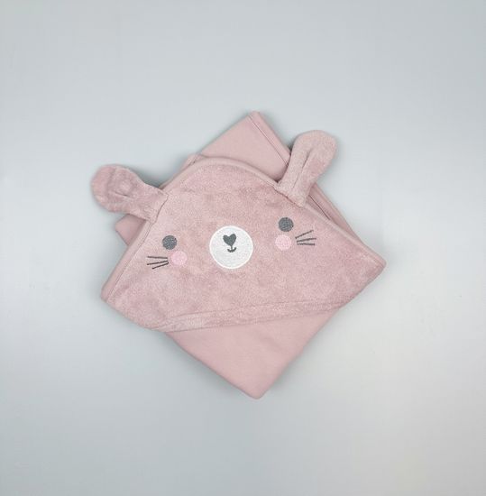 Полотенце махровое/хлопковое "Зайчик" розовый лед