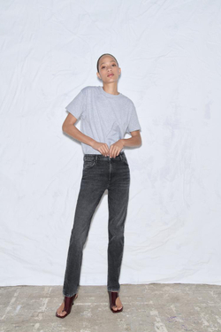 ZARA ДЖИНСЫ SKINNY С ВЫСОКОЙ ПОСАДКОЙ — ZW COLLECTION, СЕРЫЙ